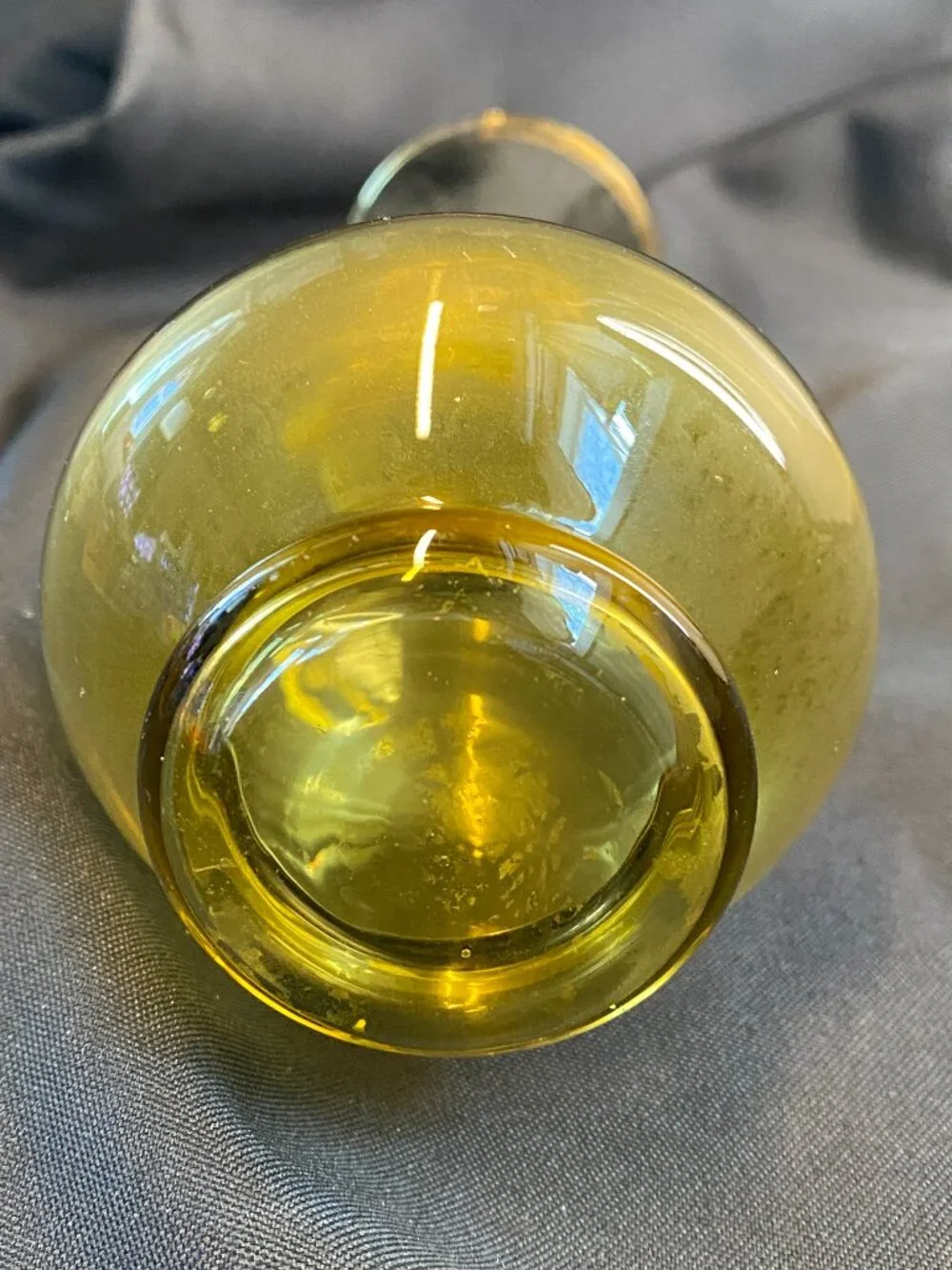 Vintage Hand Painted Amber Blown Glass Bohemian Cottage Core Bud Vase